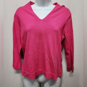 Talbots Petites Sweater Medium‎ MP Pink Lightweight Casual VNeck 3/4 Sleeve B422